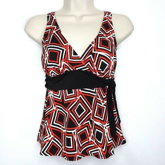 Inches Off Women's Geo Print Tankini Top - Picture 1 of 7